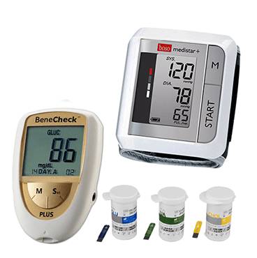 Combo Máy đo đường huyết Benecheck 3in1 - Máy đo huyết áp cổ tay Medistar +