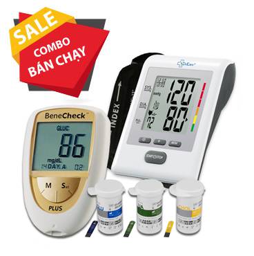 Combo Máy đo đường huyết BeneCheck 3in1 & Máy đo huyết áp bắp tay DK79 Plus
