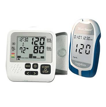 Combo Máy đo đường huyết Sapphire Plus - Máy đo huyết áp MediKare DK39+