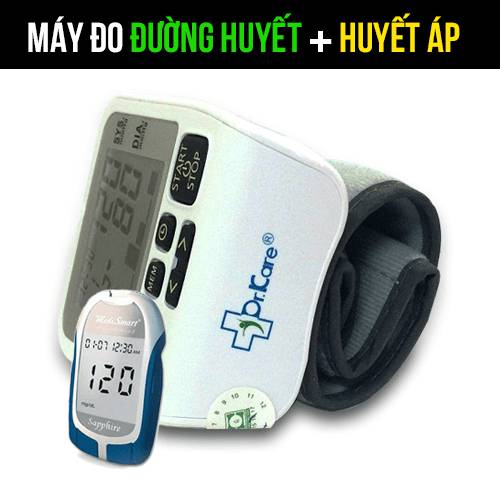 Combo Máy đo đường huyết Sapphire Plus - Máy đo huyết áp MediKare DK39+