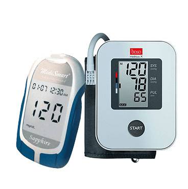 Combo Máy đo đường huyết Sapphire - Máy đo huyết áp Boso Medicus X