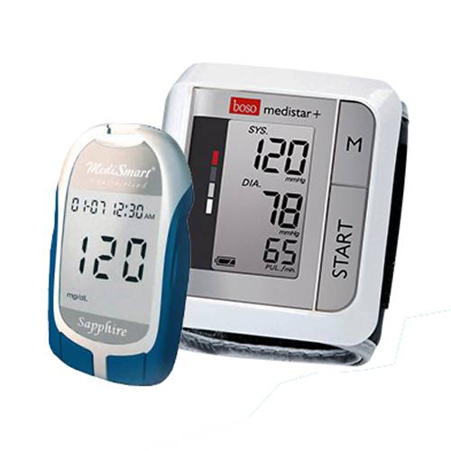 Combo Máy đo đường huyết Sapphire Plus - Máy đo huyết áp Medistar+