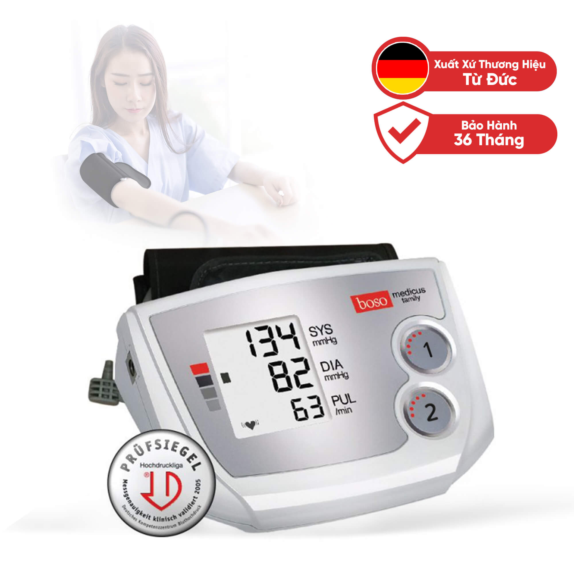 Máy đo huyết áp điện tử bắp tay Boso Medicus Family