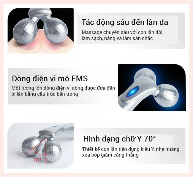Cây lăn massage mặt và body Kakusan KB-213 có thiết kế hình chữ Y