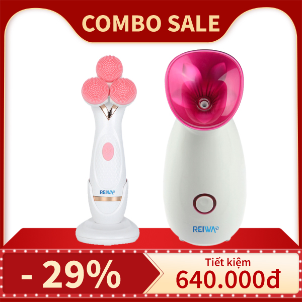 Combo Máy xông hơi mặt Reiwa WT-300 & Máy rửa mặt 3in1 Reiwa WT-222-2