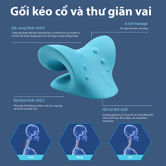 gối massage vai gáy kéo giãn cổ và thư giãn vai
