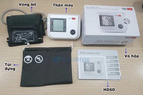 Phụ kiện khi mua máy đo huyết áp bắp tay Boso Medicus Vital