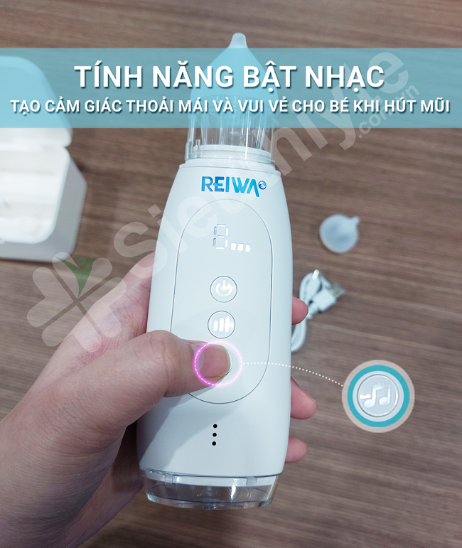 Tính năng bật nhạc giúp bé vui vẻ khi hút mũi