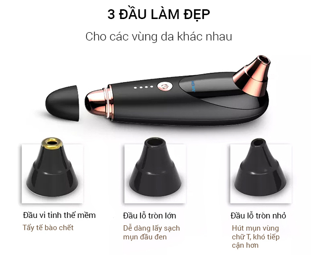 Máy hút mụn đầu đen Reiwa BR-150 có 3 đầu hút