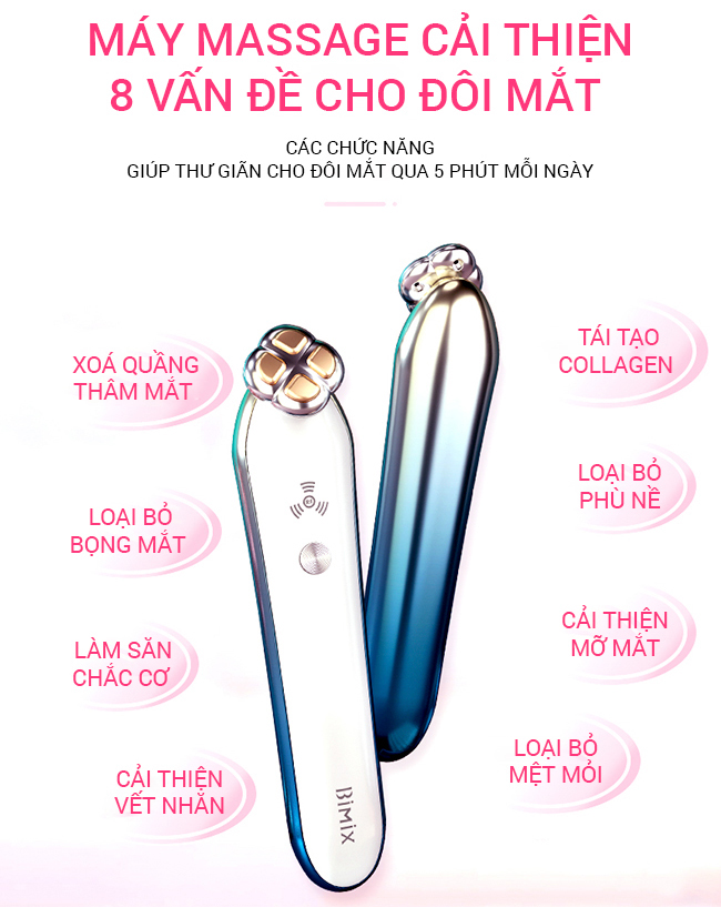 Ưu điểm và tính năng máy massage mắt Bimix BM12 công nghệ RF