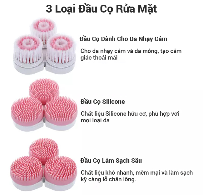 Máy rửa mặt Reiwa WT-222-2 có 3 đầu cọ