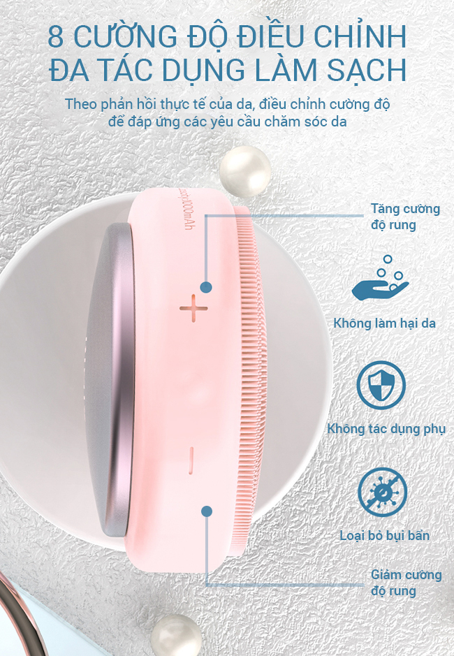 Máy rửa mặt Sonic Bimix BM606 có 8 cường độ làm sạch