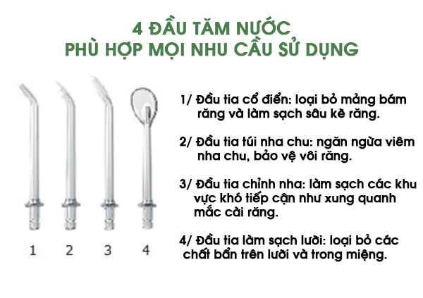 Các đầu tăm máy tăm nước cầm tay ROAMAN W10