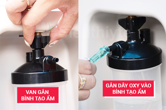Van gắn hình tạo ẩm của máy tạo oxy wellmed 5 lít