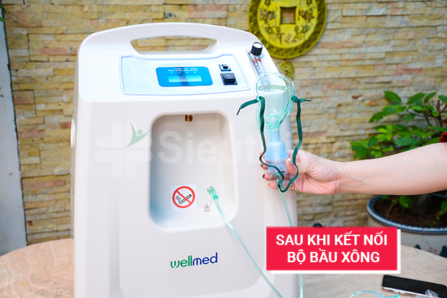 Sau khi kết nối bộ bầu xông máy oxy DO2-5A