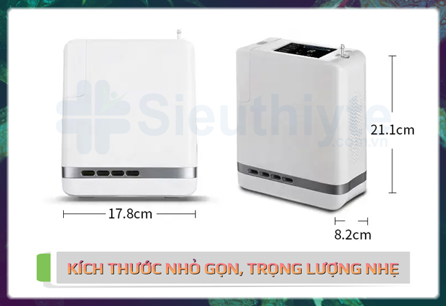 Kích thước máy thở oxy cầm tay Dynmed