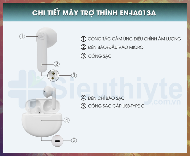 Chi tiết thân máy trợ thính cốc sạc cao cấp