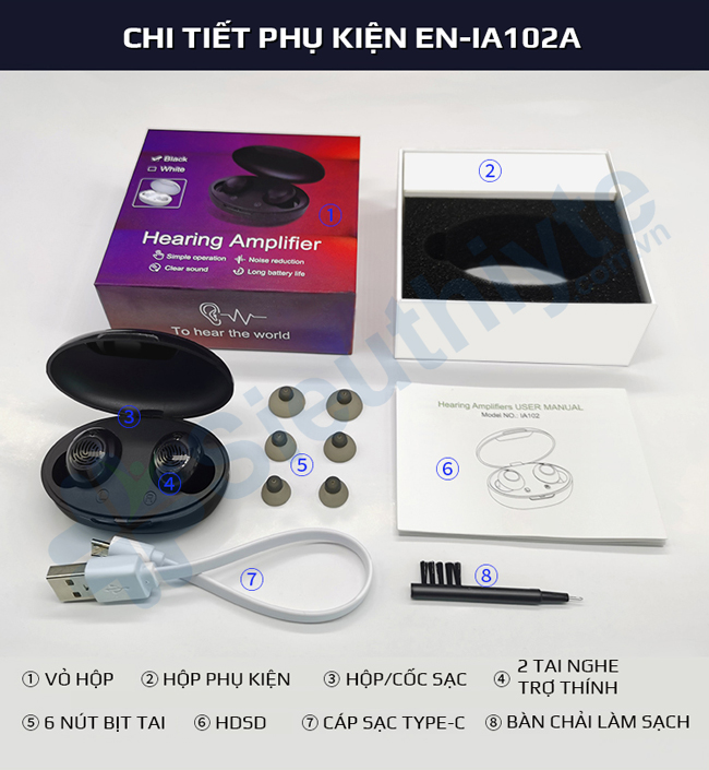 Phụ kiện sản phẩm máy trợ thính cho người già