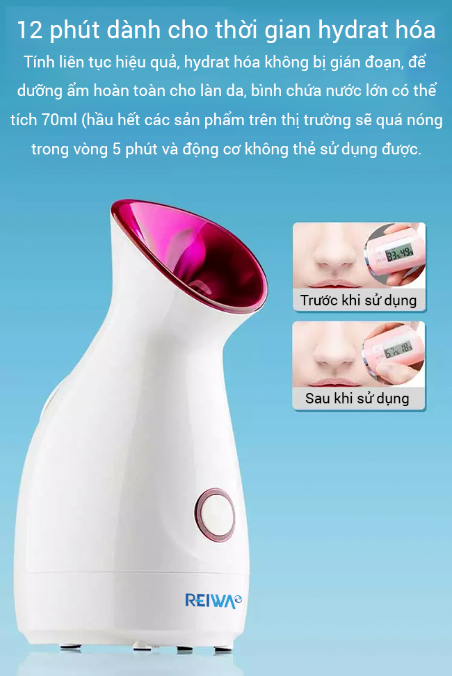 Máy xông hơi mặt Reiwa WT-300 có dung tích bình chứa lớn