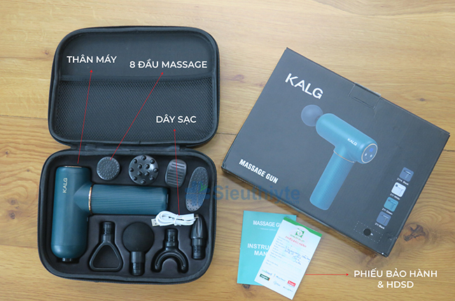 Trọn bộ sản phẩm súng massage cầm tay cao cấp công nghệ AI KALG 211