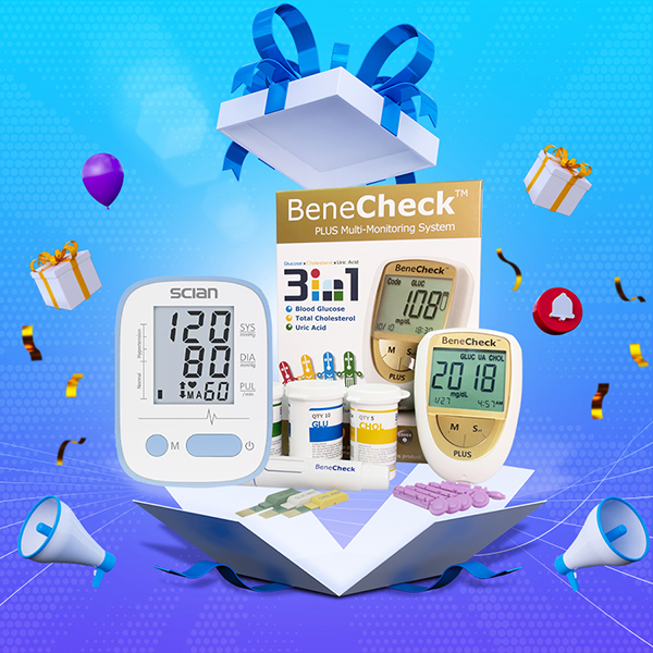Combo Máy đo huyết áp Scian LD-521 & Máy đo đường huyết 3in1 BeneCheck