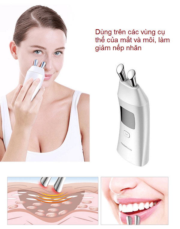 Massage giảm nếp nhăn ở vùng mắt và môi bằng xung điện