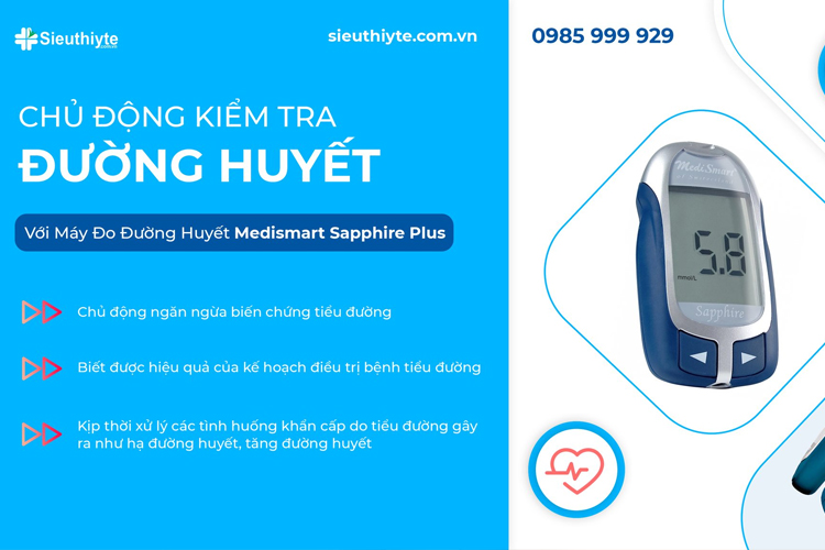 Máy test tiểu đường Medismart Sapphire Plus