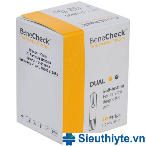 Que thử Cholesterol máy đo Benecheck 3in1 (10 que)