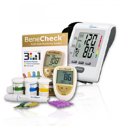 Combo Máy đo đường huyết BeneCheck 3in1 & Máy đo huyết áp bắp tay DK79 Plus