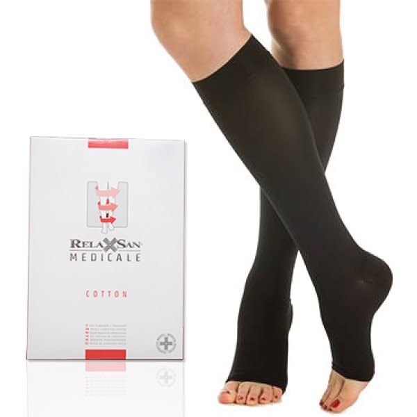 Vớ y khoa điều trị suy tĩnh mạch, dạng gối, hở ngón Class II - Cotton - Art.M2050A