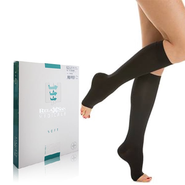 Vớ y khoa điều trị suy tĩnh mạch, dạng gối, hở ngón Class II - Microfiber Soft - Art.M2150A