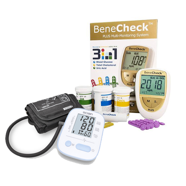 Combo Máy đo huyết áp Scian LD-521 & Máy đo đường huyết 3in1 BeneCheck