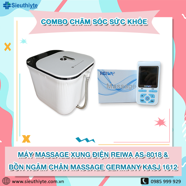 Combo Bồn ngâm chân massage KASJ 1612 & Máy massage xung điện Reiwa AS-8018